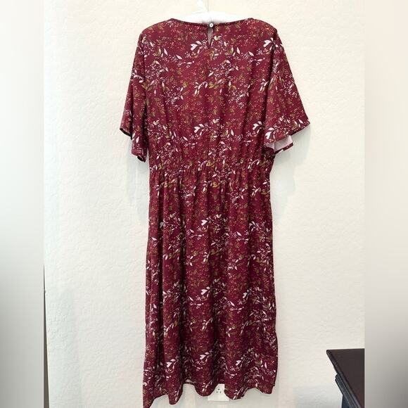 PIPER & SCOOT | Burgundy Floral Midi Dress NWT | Size Large - Picture 4 of 8